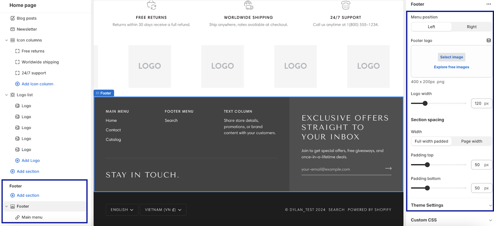 Step 4: Footer Customization